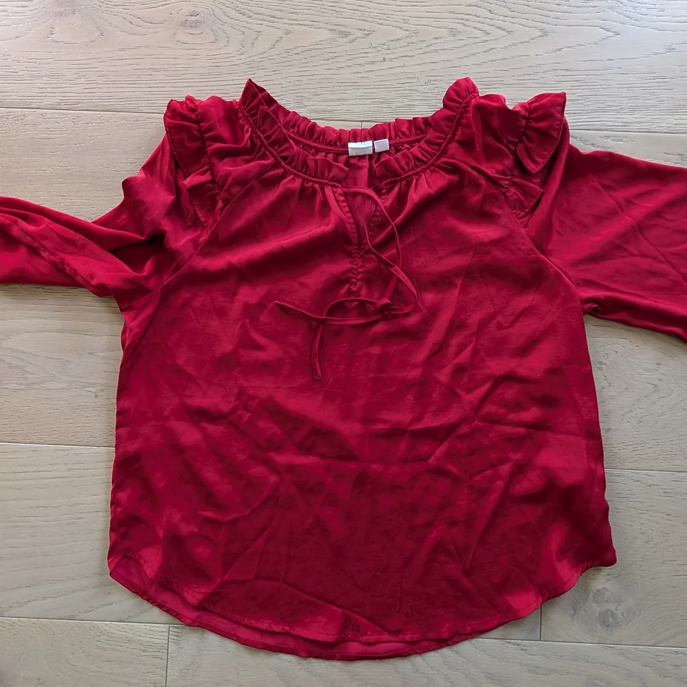 GAP Red Ruffle Blouse - Picture 1 of 8